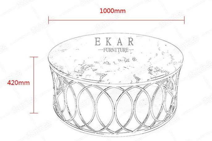 Specific Use Modern Golden Base Marble Round Center Table for Lobby