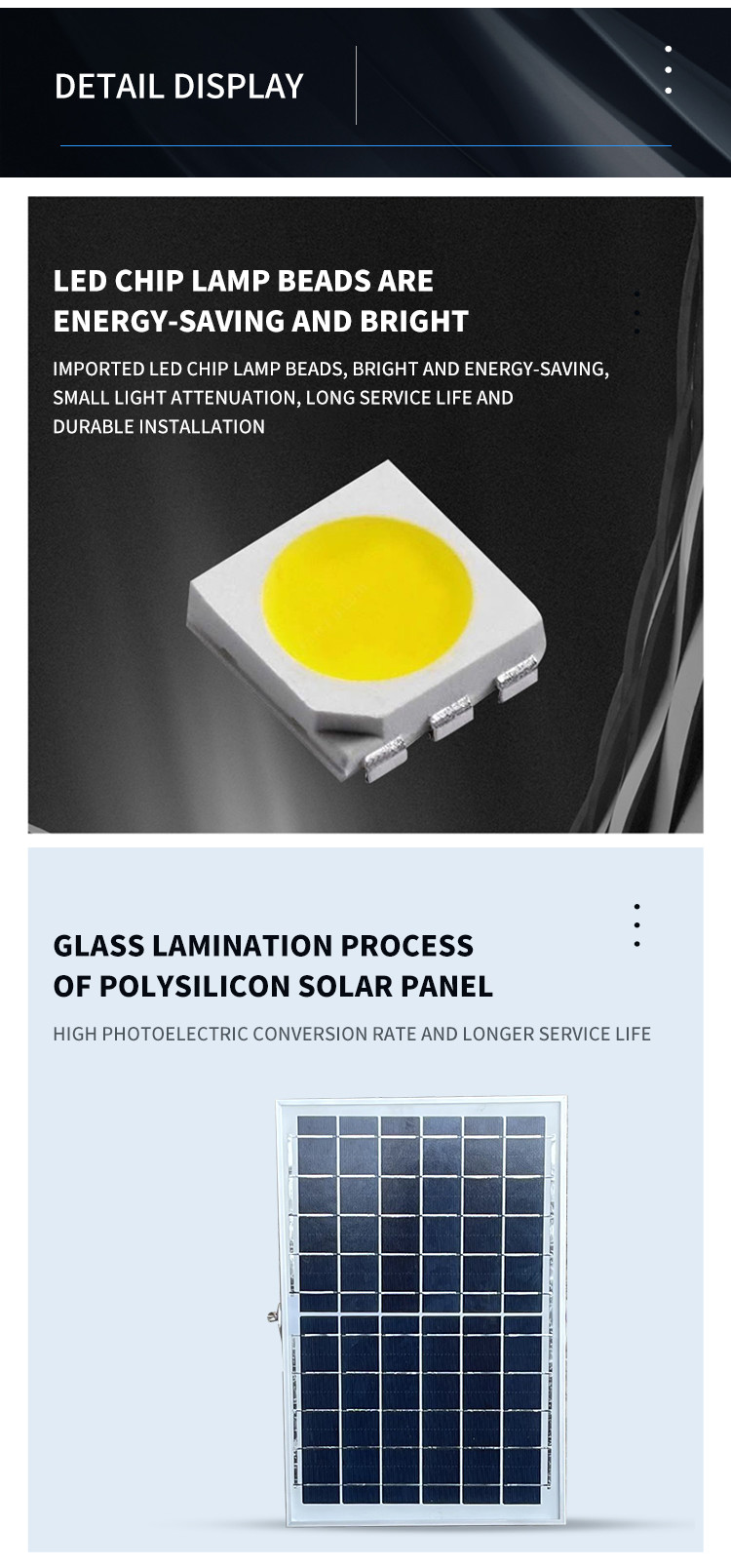 Waterproof 90cm Solar Panel Tube Light 35x35cm Panel 10A Bettery