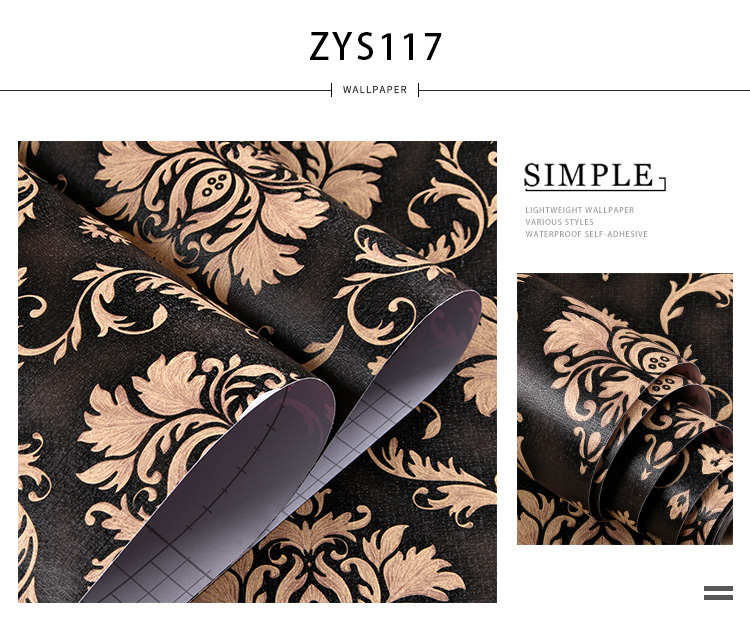 Apartment Wall Paper Home Decoration 45cm Width Self Adhesive 3D PVC Wallpaper Damask