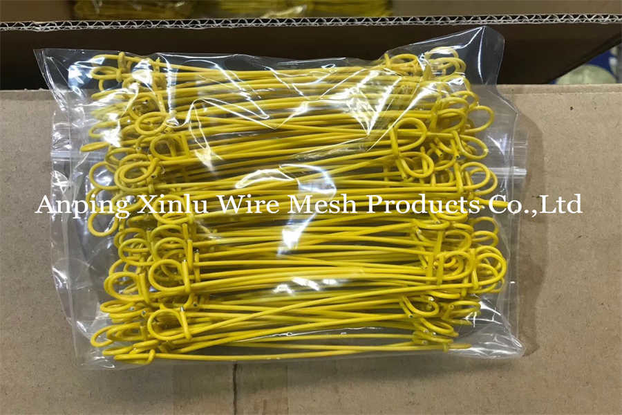 19Gauge Yellow Red Blue PVC CoatedColoured Double Loop Bar Wire Tie for Bundling with 20% Elongation Rate