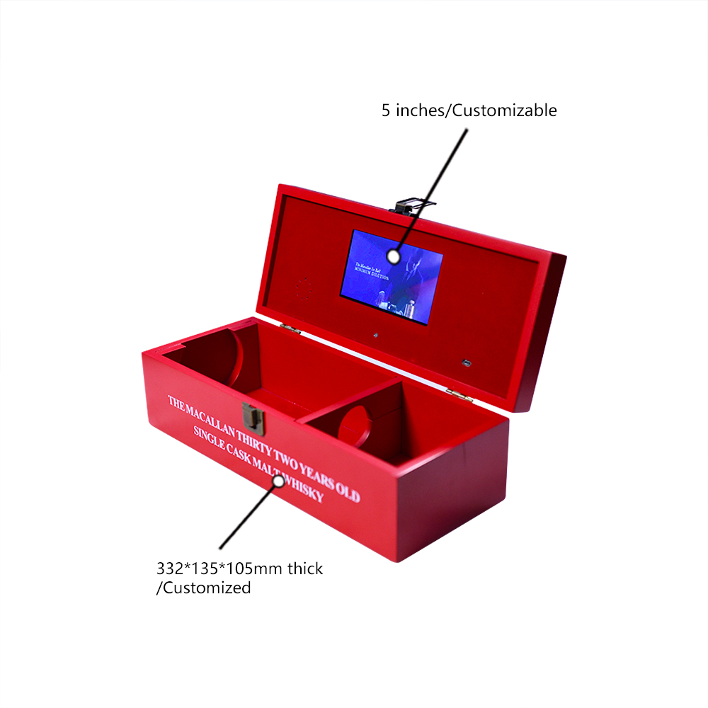 High End Crown Leather LCD Video Gift Box , 7 Inch Video Brochure Box