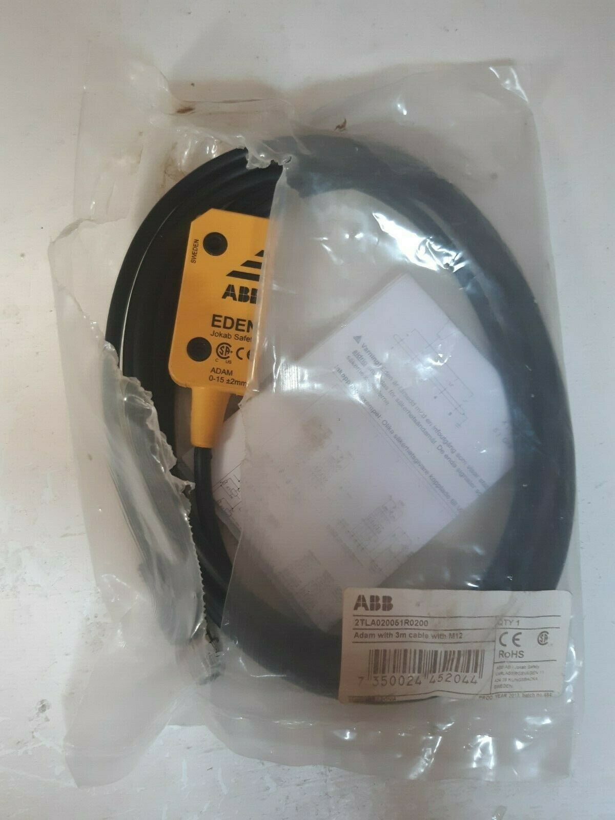 2TLA020051R0200 SAFETY SENSOR UNIT W/3M CABLE W/M12 REPLACED BY 2TLA020051R5100