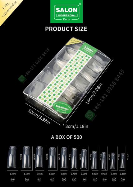 Salon beauty false eagle month square nail tips French manufacture acrylic extra