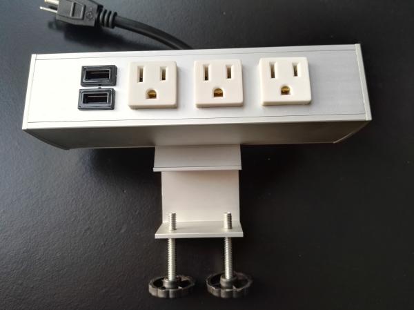 Desk Mounted Power Sockets Electrical Outlet , Metal Tabletop Power Bar