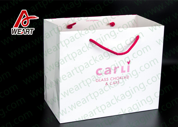 Two Sizes Branded Custom Printed Paper Bags Promotional Use OEM / ODM