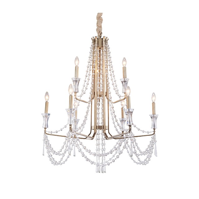 Wrought iron lighting two tier crystal chandelier (WH-CI-38)