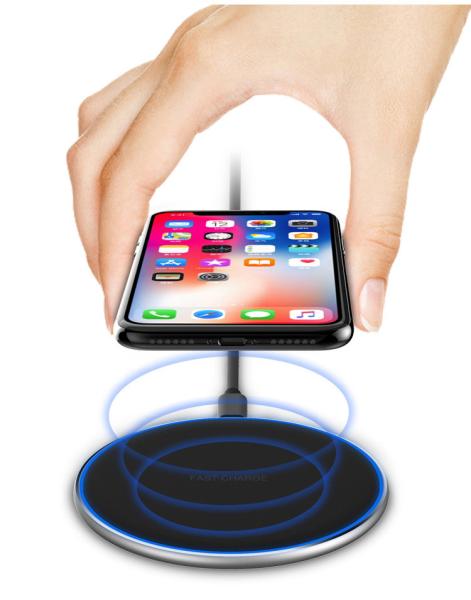 ABS+Aluminum Super Slim QI Certified Fast Charging Portable Wireless Charger 10W