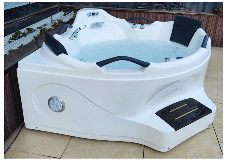 2 Person Outdoor Hydrotherapy Whirlpool SPA Bathtub 1560mm Blue Glass