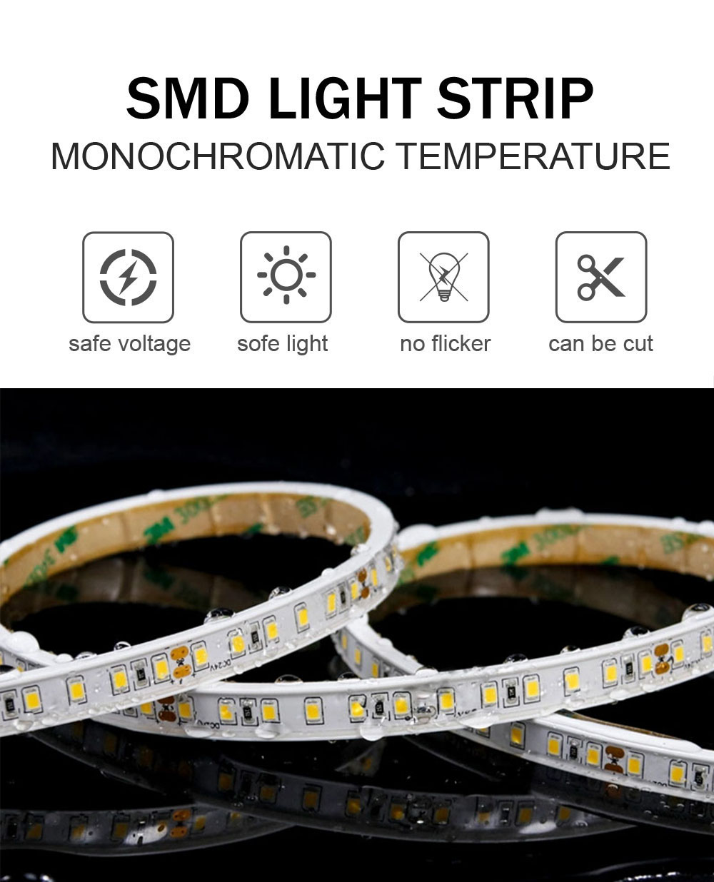 8mm PCB Width 110v220v 10mm 180leds 3000K IP67 Waterproof Die-Cutting Board SMD2835 LED Strip Light for Hotel