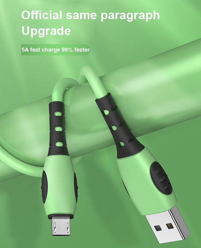 USB 2.0 Charging Cable Liquid Silicone Flash Charge 1.2M 5A