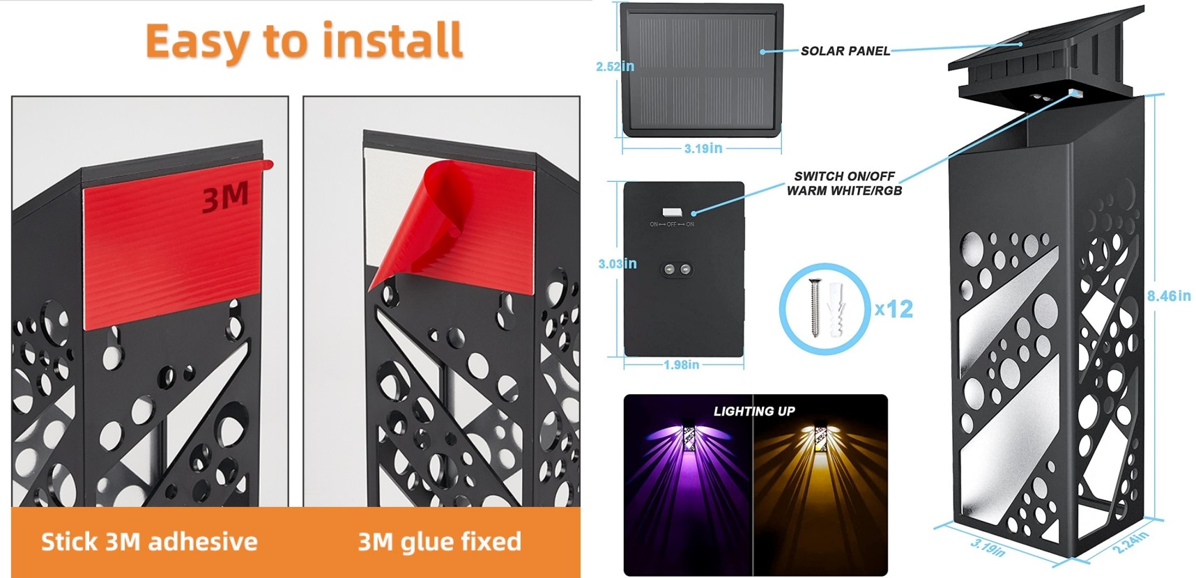 Decorative unique light effect solar garden lights for fence garden ambient light