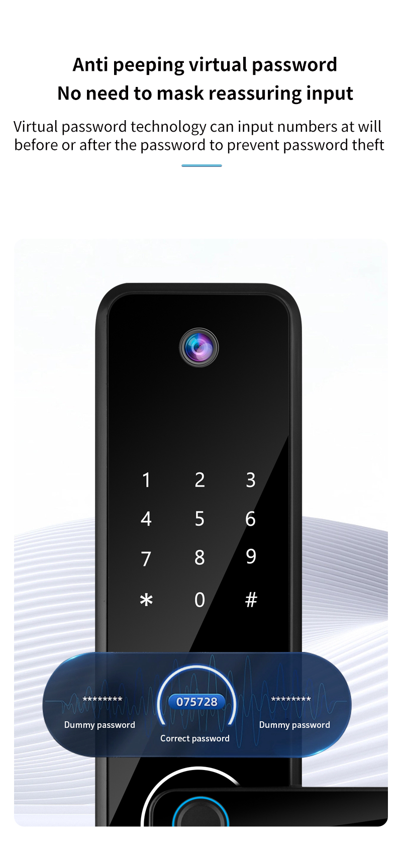 Wooden Door Fingerprint Door Lock With Camera / Electronic Door Lock With Fingerprint