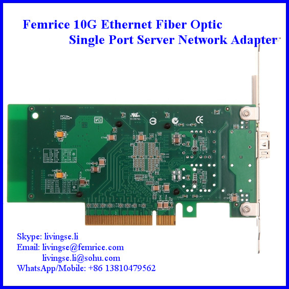 Femrice 10 Gigabit Ethernet Server Adapter, PCI-Express x8 Sinlge Port Server Application Lan Card, LC Fiber, SFP+ Slot