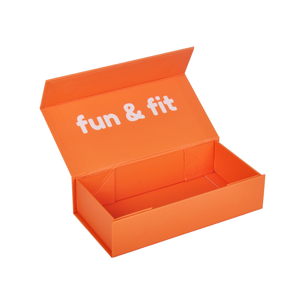 Rigid Paper Orange Small Magnetic Cardboard Box Packaging Gift Foldable