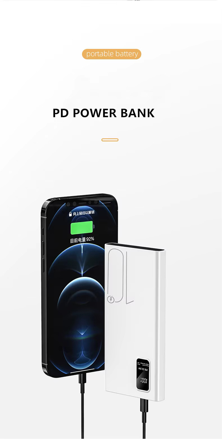 Outdoor Portable 10000mah PowerBank LED Display PD QC3.0 22.5W Fast Charge Slim Power Banks 10000mAh USB-C Charger for iphone 15