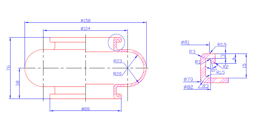 Flange Connection Industrial Air Spring Guomat 150076h-1 For Paper Making Equipment