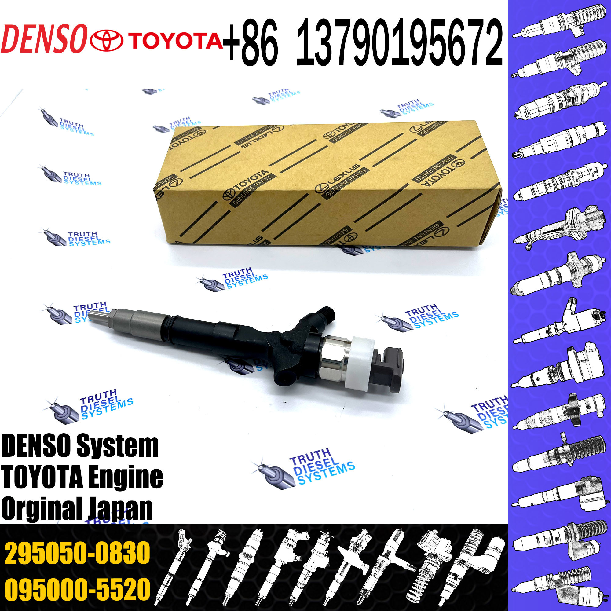 Diesel Fuel Injector 295050-0830 For Toyota Dyna 1KD-FTV 23670-39395 23670-30390