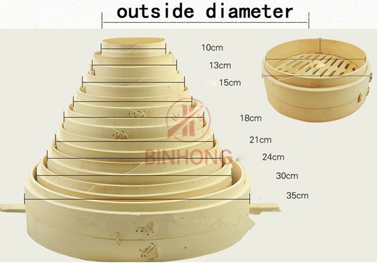 Eco Friendly Bamboo Steamer Basket Round Shape 10 Inch Bamboo Food Steamer
