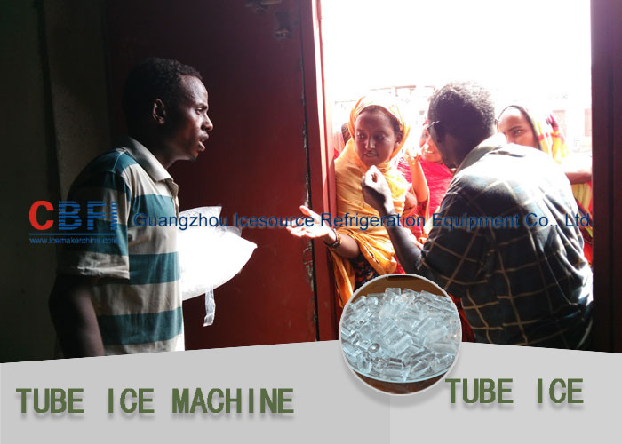 Human Edible Ice Tube Machine For Drinks , Wines Cooling 5 Tons Per Day