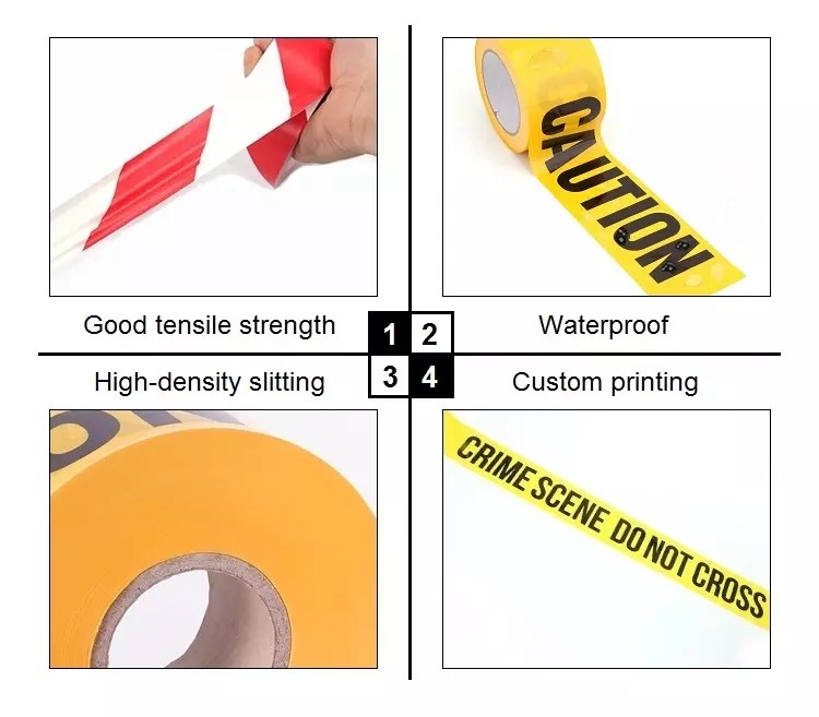 Caution PE Warning Tape Red White Road Blocking Barricade Plastic Barrier Tape