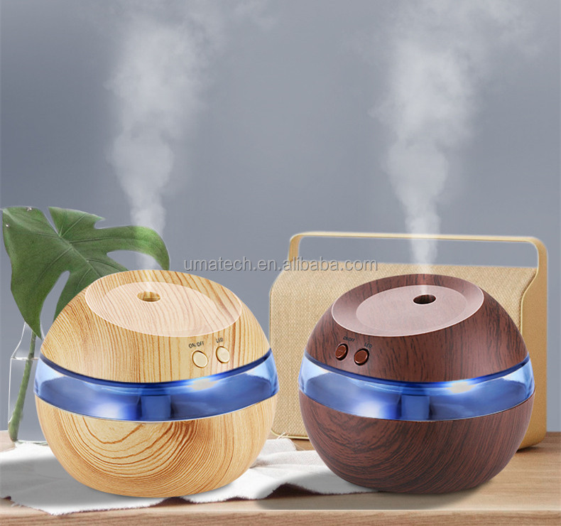 Portable Wood Grain Electric Aroma Diffuser 300ml for App-Controlled Humidity Control