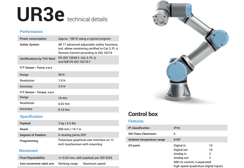 Universal UR3 UR3e Industrial Robots