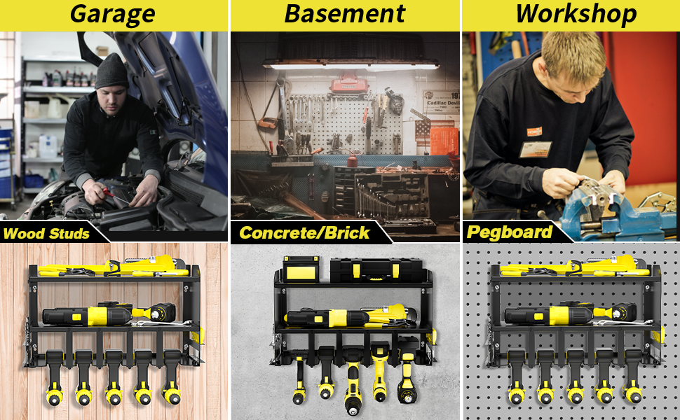 Cordless Drill Tool Holder Organization Storage Ra Garage Tool Storage Rack Wall Mount