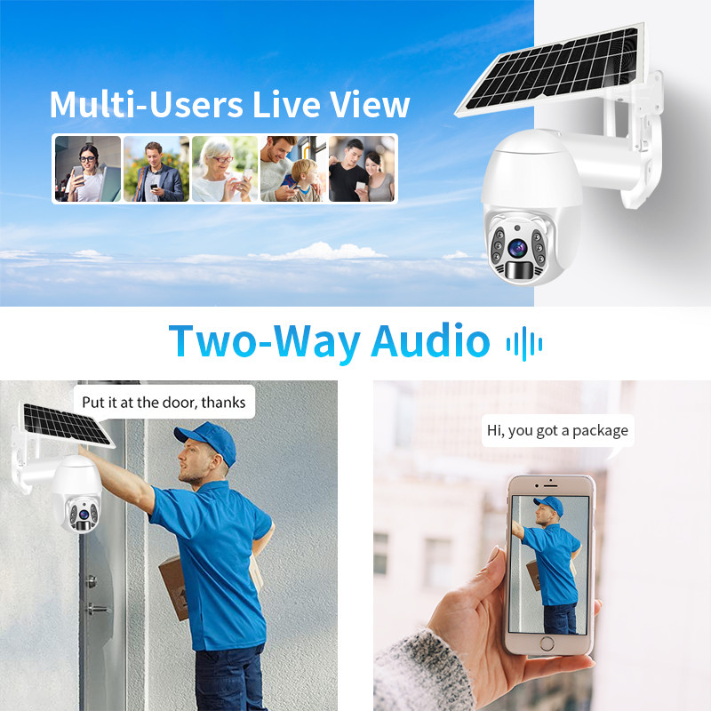 Night Vision Solar Security PTZ Camera Tuya Wifi / 4G Cloud Storage IP Camera