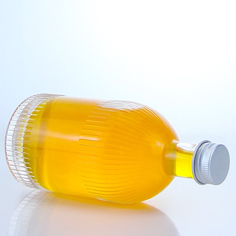 Industrial Liquor Glass Bottle with Screw Cap Stripes and Customized Logo