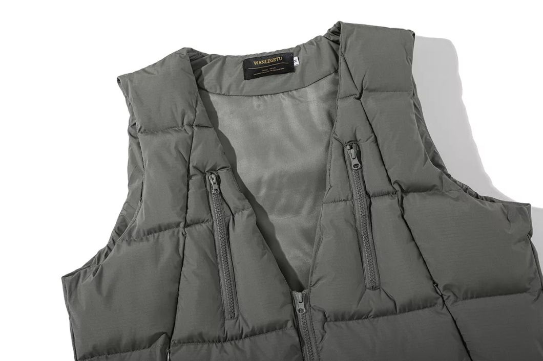 Winter Fashion Quilted V-Neck Zipper Pockets Sleeveless Puffer Vest