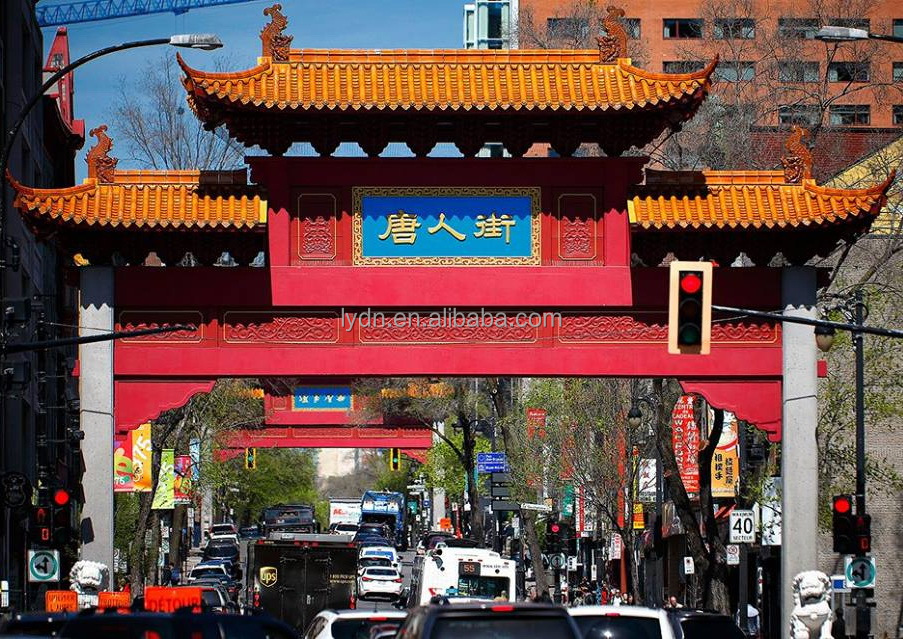 180*180 Chinese Temple Arch Gate Retro Style Faux Ceramic Clay Roof Tiles for Concrete Structure