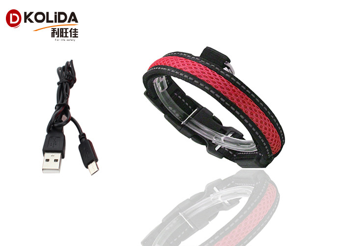 Strong Durable Nylon Micro USB Rechargeable LED Dog Collar With 140mAh Battery