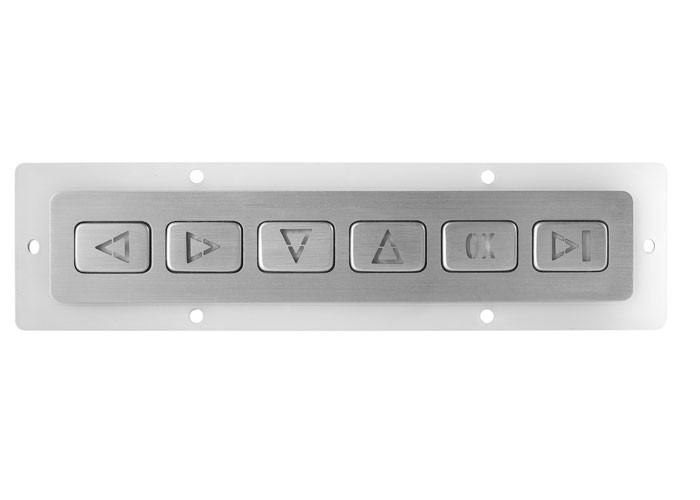Stainless Steel Metal Keypad Industrial Matrix IP67 Waterproof 6 Keys 0.45mm Travel