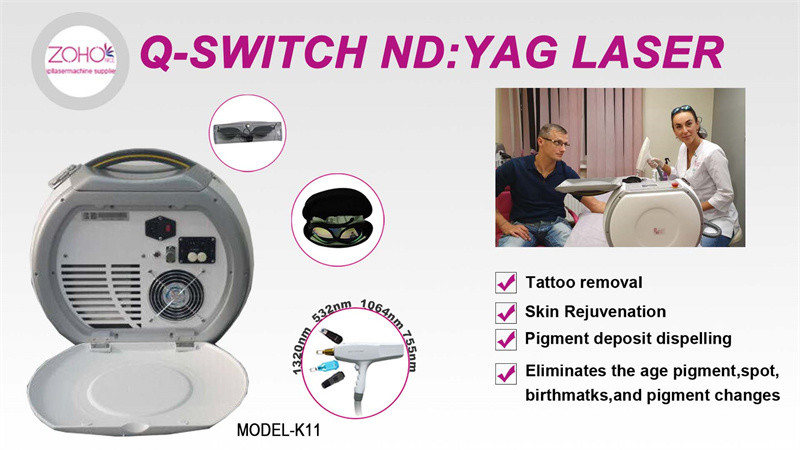 532nm Suitcase Laser Tattoo Removal Machine Q Switched Nd Yag