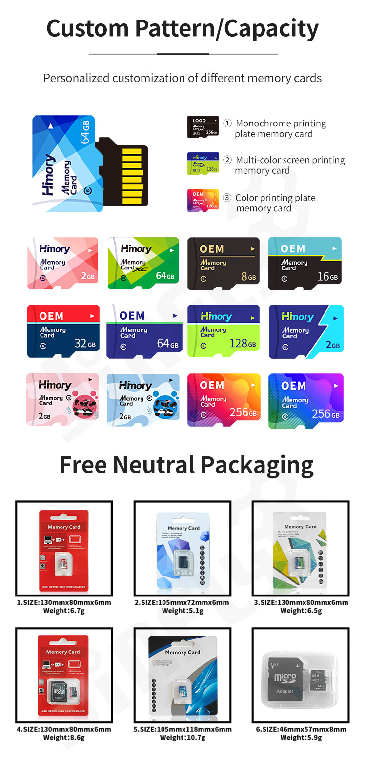 Class 10 Micro SD Memory Card , 64Gb 128Gb 256Gb Xc Sd Card