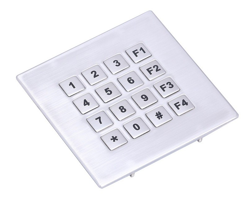 IP68 waterproof stainless steel brushed metal keypad with 16 key buttons for rugged telephone set