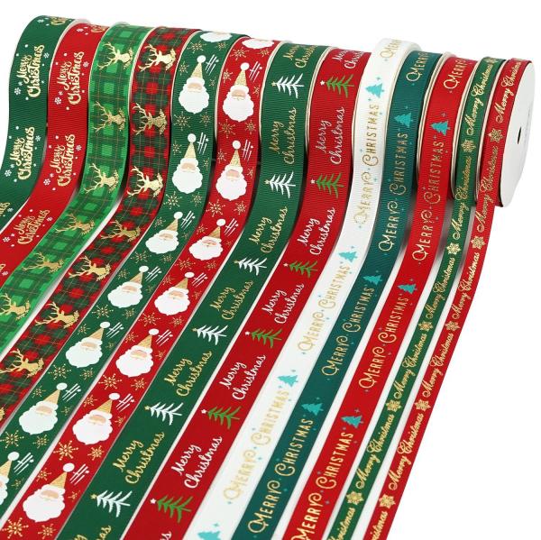 Custom Christmas Grosgrain Ribbon With Printed Designs Wholesale Decorative