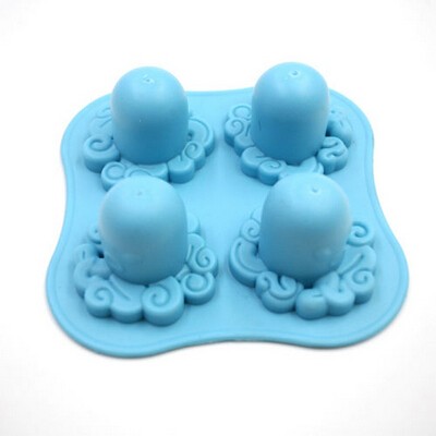 4 Pieces Silicone Ice Trays Octopus Shape Mould DIY Stackable Cocktail Mold Storage