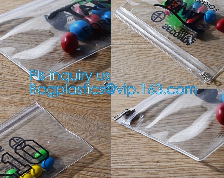Pencil Zipper Packing Bag Clear PVC Pencil Packing Bag Slider, PVC Slider Zipper Bag For Make Up For Holographic Laser