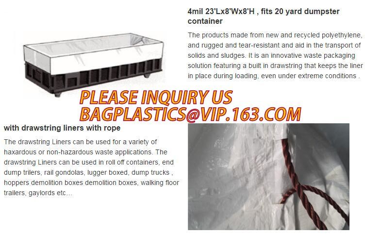 Open Top Drawstring 10 Mil Dumpster Container Liners,Drawstring Open Top 6 Mil Dumpster Container Liners, BAGEASE PAC