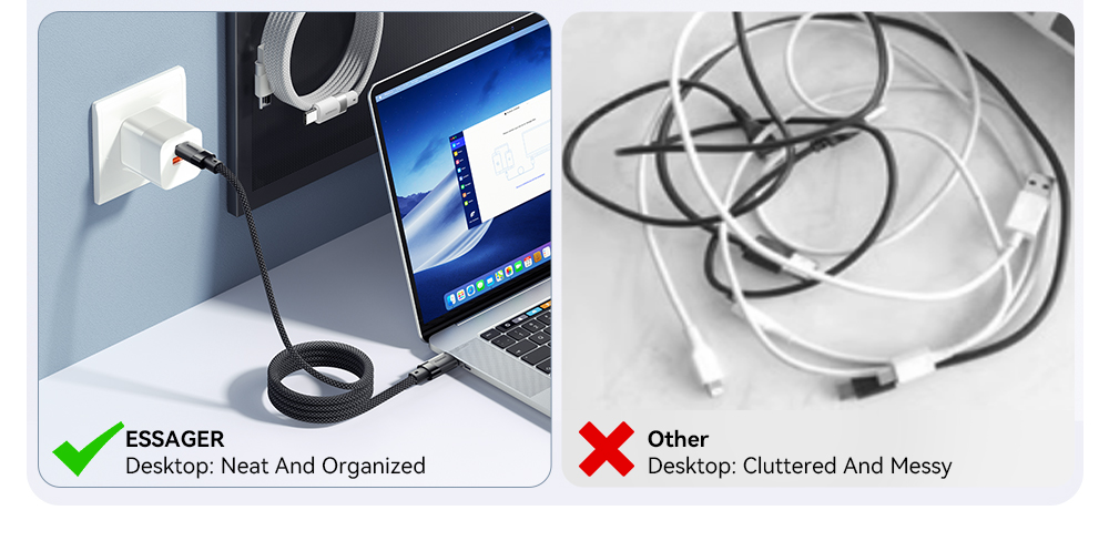 ESSAGER ES-X53 Series 100W USB C to USB C Magnetic Charging Cable