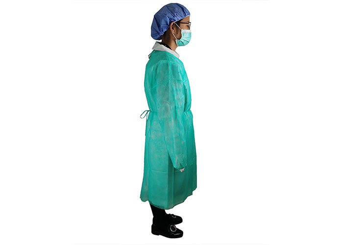 Green Disposable Surgical 16g 25g Non Woven Isolation Gown