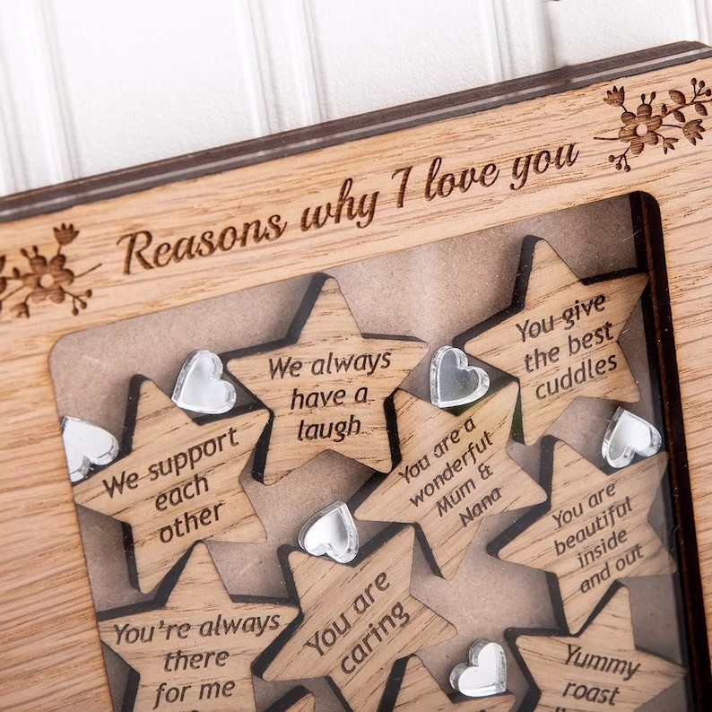 Personalised Mothers Day Gift from Daughter Unique gift for Mum Things wooden Frame from Children