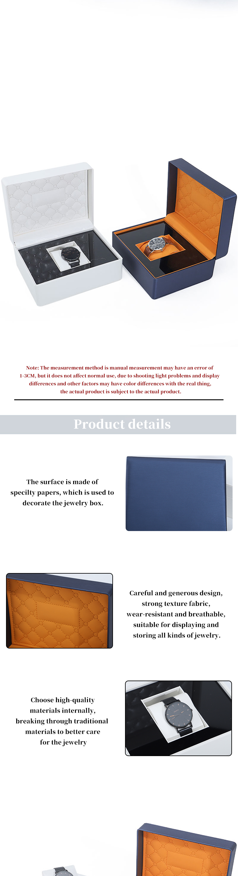 Soft Touch Lining PU Leather Watch Box Luxury Packaging with Sleek Wooden Internal