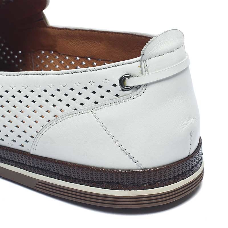 Breathable anti odor Mens White Leather Casual Shoes
