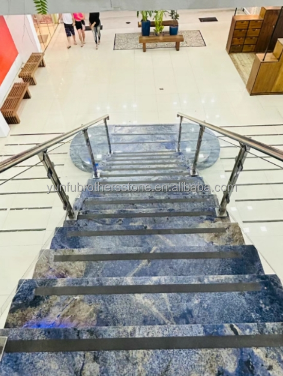 Modern Luxury Brazil Hotel Kitchen Countertop Dark Blue Sapphire Marble Stone Big Slab