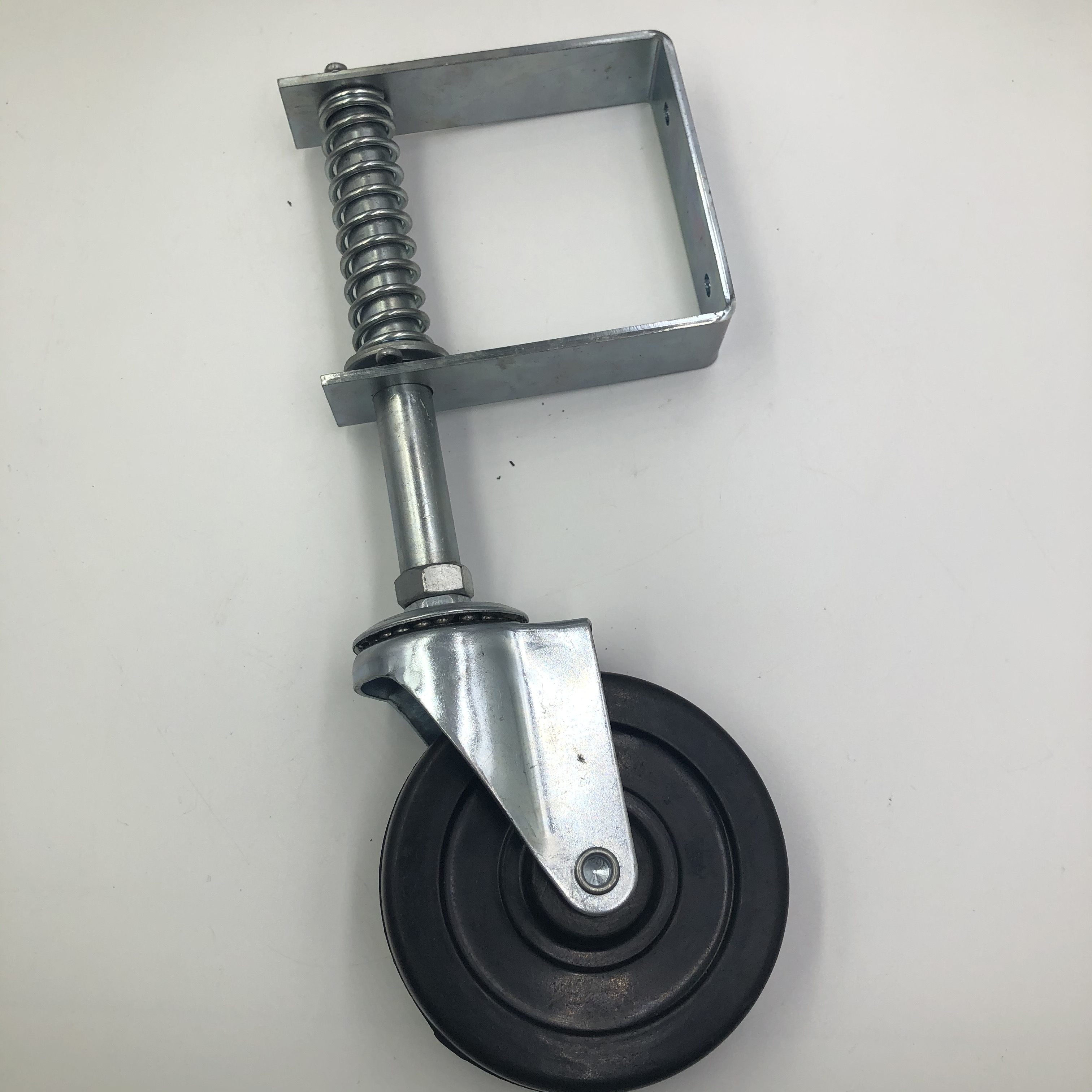 Metal Heavy Duty Aging Resistance Rubber Gate Caster with Zinc Plated Construction