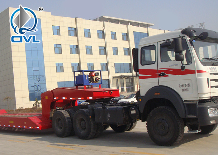 3 Line 6 Axles Fuwa Axles Low Bed 100T Semi Trailer Trucks For Equipment Transportation