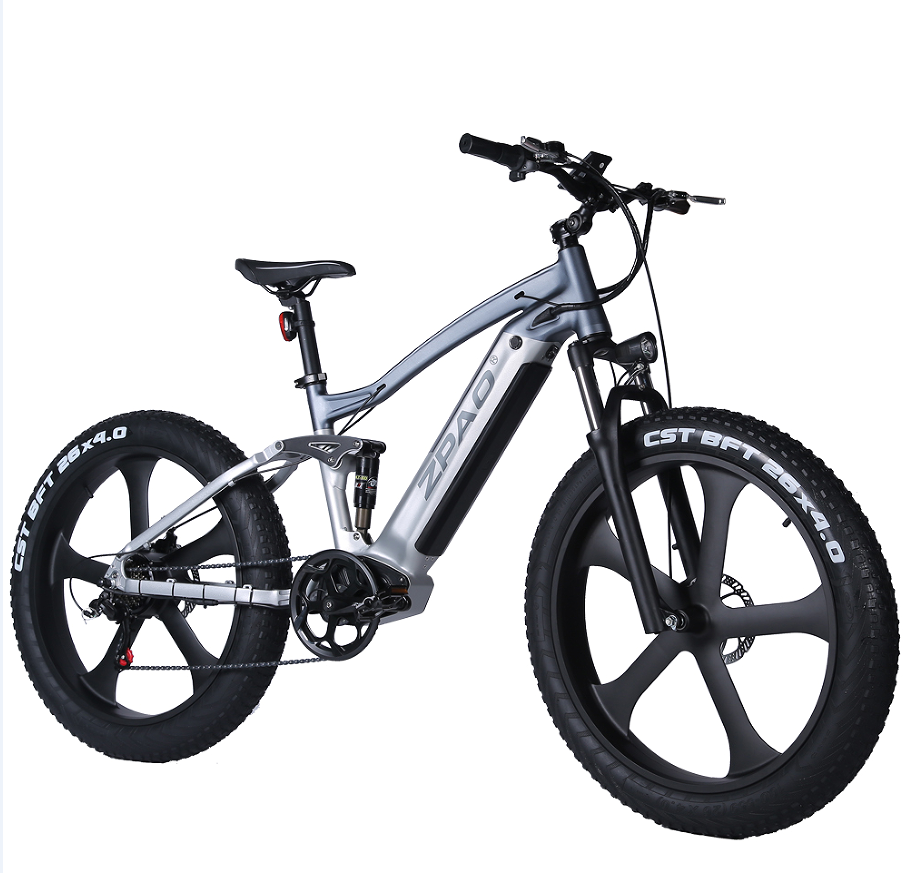 Weldless Frame Electric Fat Tire Bike Full Suspension 750W 26 Inch Fat Tire Electric Bike