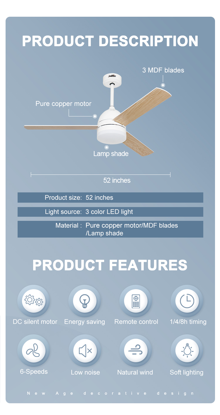 1stshine DC Motor Ceiling Fan with LED Light and Remote Control A Lighting Solution